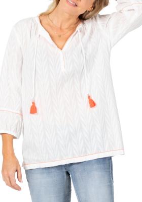 „WomenTunika Blouse“ – luftige Tunika-Bluse mit Stickstruktur | Unisex WomenTunika Blouse