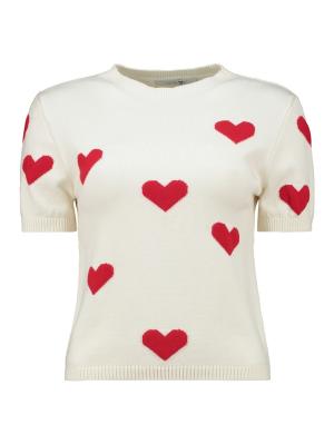 Kurzarm Strickpullover mit Herzen, sowie einem Rundhalsausschnitt | SS V SK Ca44ty