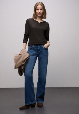 rib shirt w.neck slit