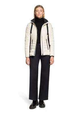 Damen-Steppjacke in Creme mit Fake-Daune und Kapuze