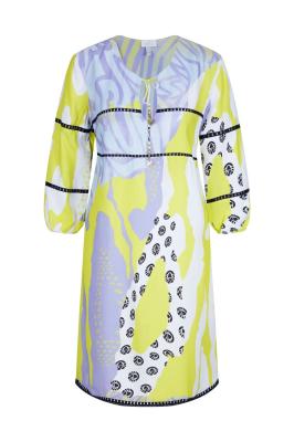 Viskose-Kleid mit Spitzen-Einsätzen