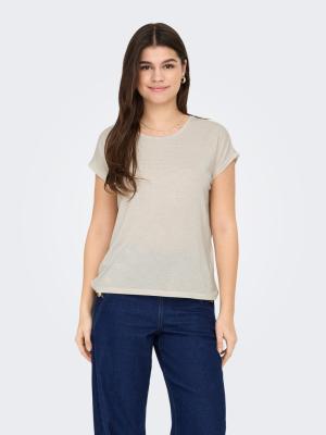 Kurzarm-Top mit V-Ausschnitt und Glitzer-Effekt | ONLCLAUDIA S/S GLITTER TOP NOOS JRS