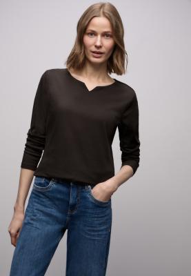 rib shirt w.neck slit