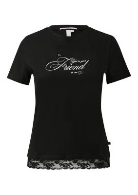 T-Shirt mit Spitzensaum