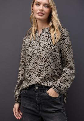 Buttoned tunic blouse w piping