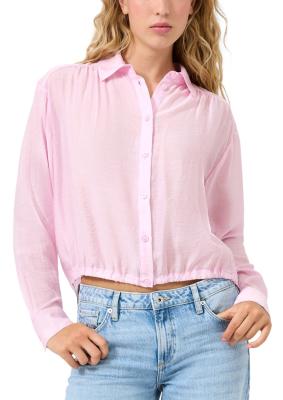 Leicht transparente Bluse mit Gummizug am vorderen Saum