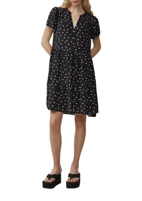 Kurzes Viskosekleid mit All-over-Print
