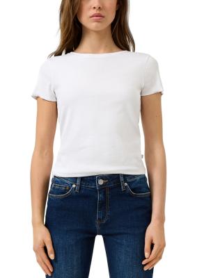 verkürztes Rippshirt mit Rundhalsausschnitt