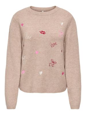 ONLSHINE LS EMBROIDERY O-NECK CC KN