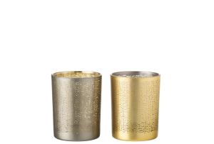 Teelichthalter Flecken Glas Silber/Gold Medium 2