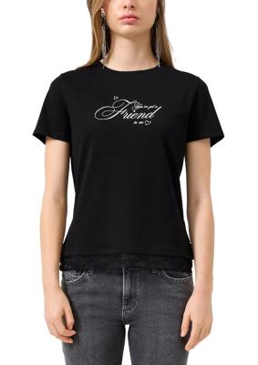 T-Shirt mit Spitzensaum