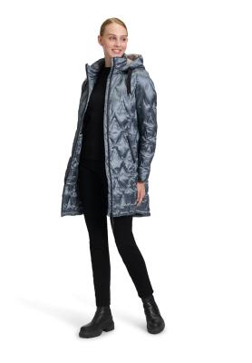 Federleichter Daunenmantel mit edlem Glanz – Wärme trifft Design