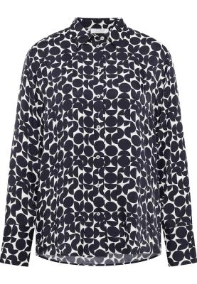 ETERNA Bluse – Moderner Material-Mix in Dark Navy