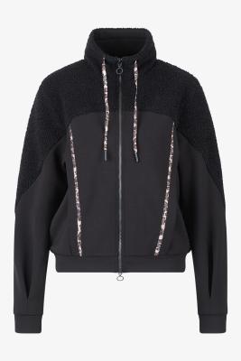 Sweat-Jacke mit Teddy-Stoff & Leo-Details