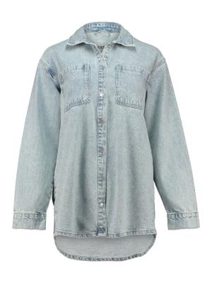 Trendige Jeansjacke mit Brusttaschen und auffälligem Backprint |LS C DJK Mo44nila