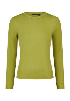 Rippshirt mit Schmuckband am Ausschnitt