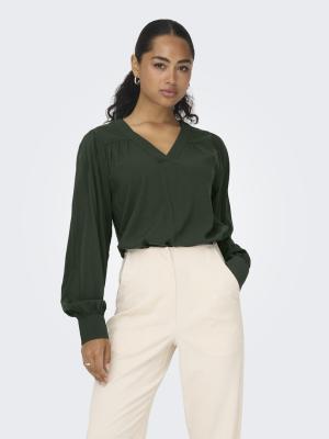 Bluse mit V-Ausschnitt | ONLELLA LS V-NECK TOP WVN
