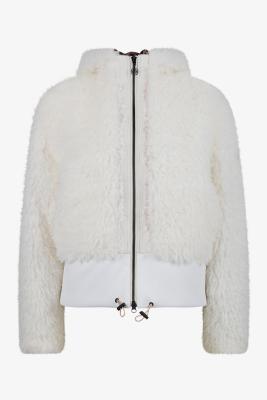 Edle Kunst-Felljacke mit Kapuze