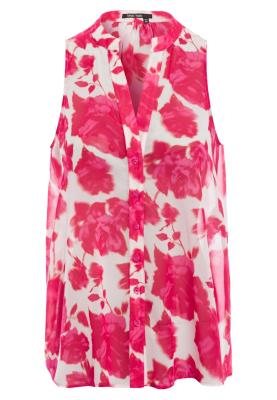 Ärmellose Chiffonbluse mit Rosenprint