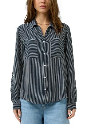 Streifenbluse mit Krempelärmel