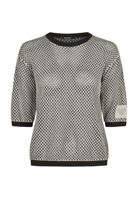 Zweifarbiger Pullover in Netzstruktur