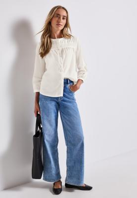 Cotton blouse w pintuck detail